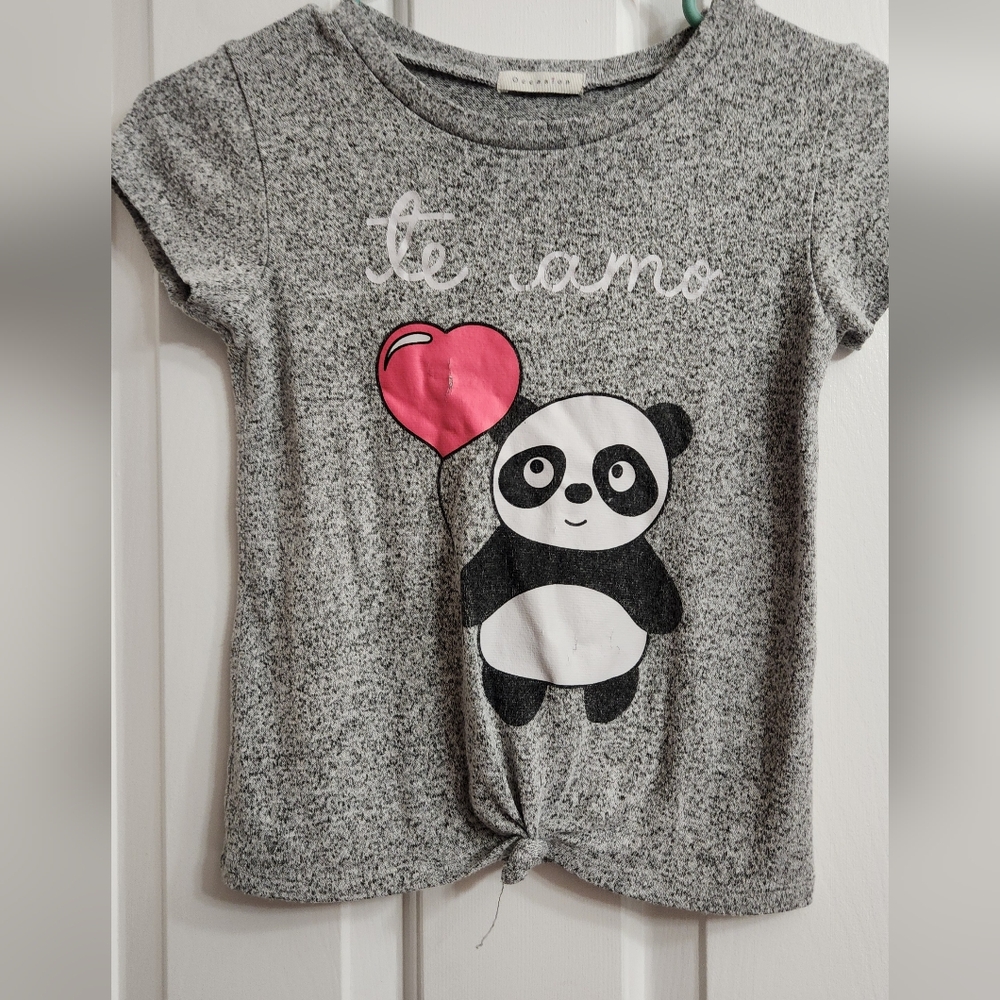 Occasion Heather Gray Panda Tee with Heart Balloon